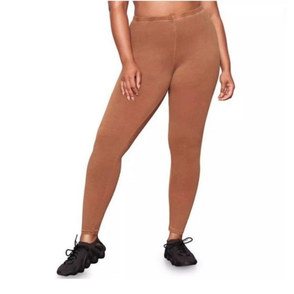 Skims Outdoor Leggings Brown High Waisted Cotton Blend Activewear Womens Large